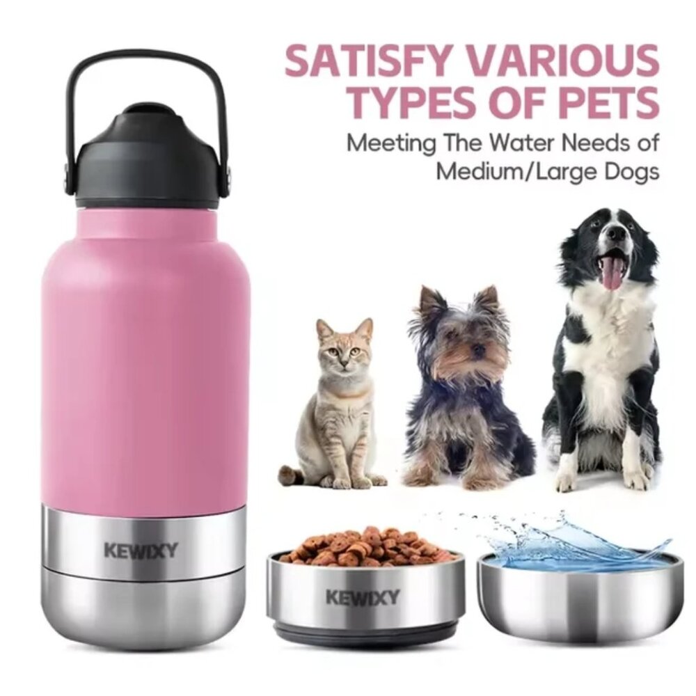 3in1 Portable 32oz Pet Water bottle, water bowl, and Pet Feeder Travel